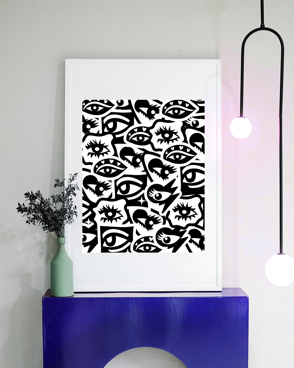 Black and White Eye Patches Print