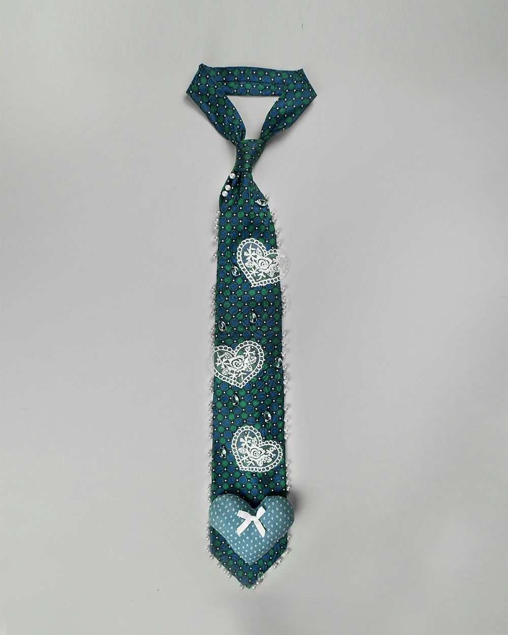 Upcycled Tie: Green Lace