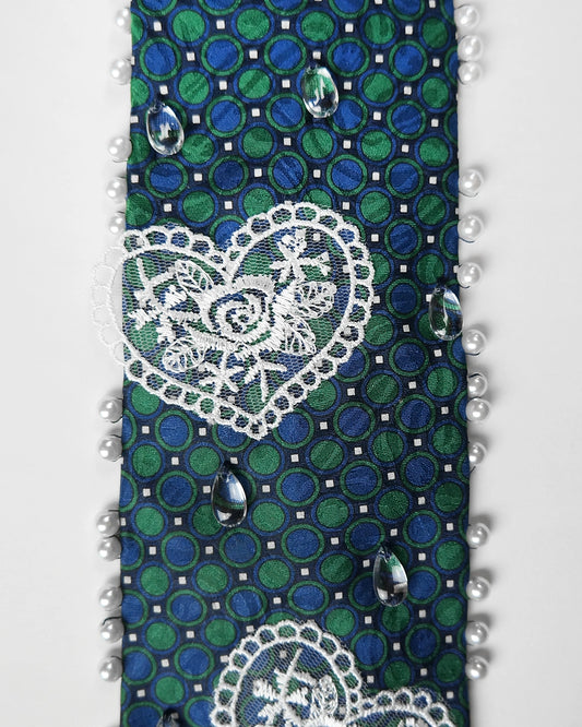 Upcycled Tie: Green Lace