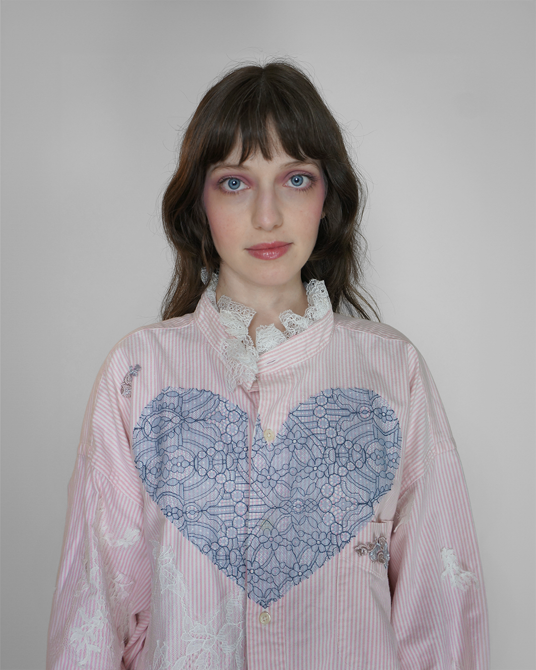 Pink Heart Button Up, L