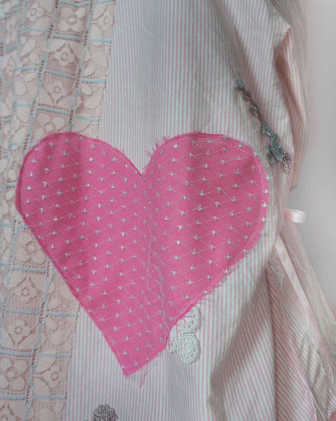 Pink Heart Button Up, L